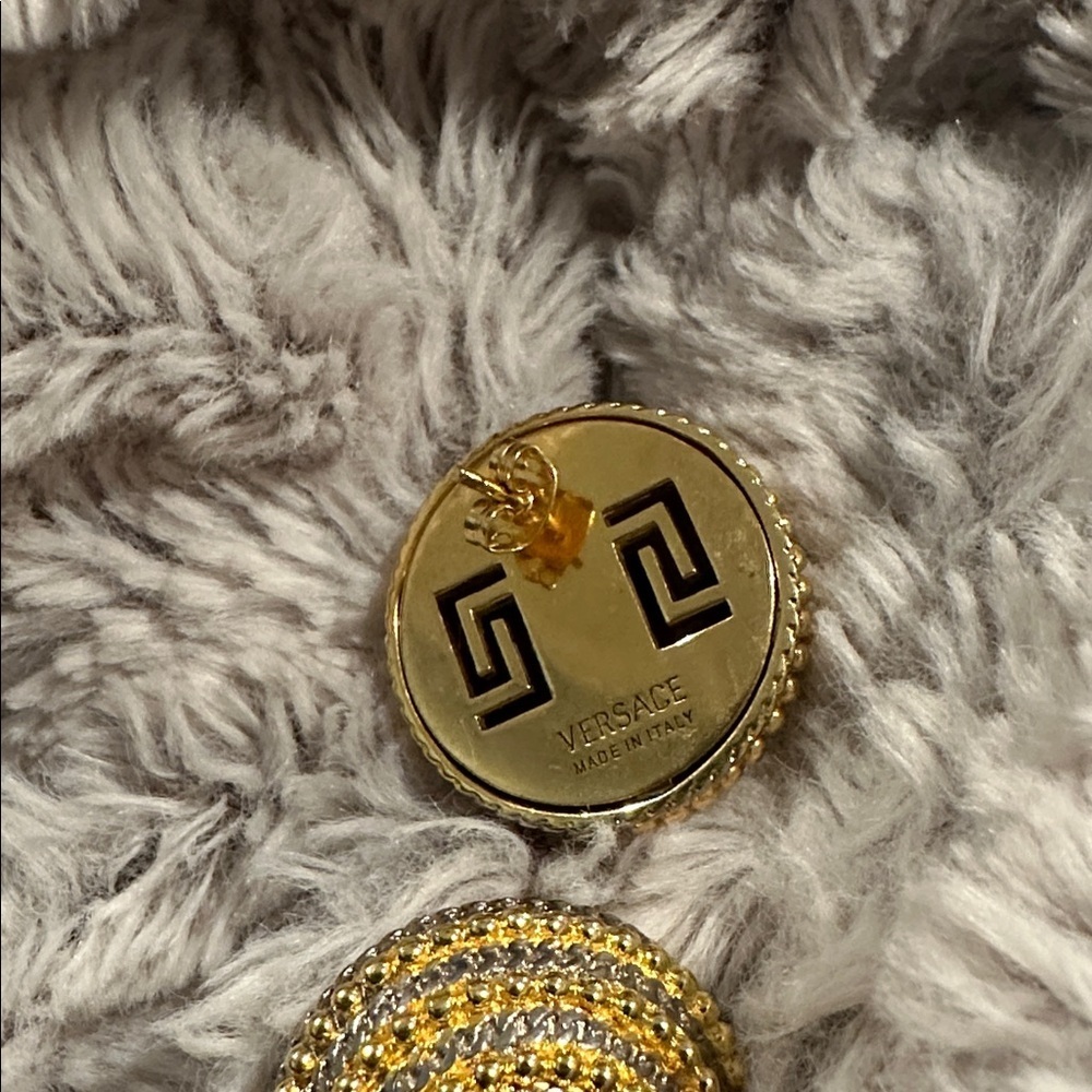 Versace Earrings gold Medusa button earrings silver and gold tone stud earrings - Picture 14 of 17